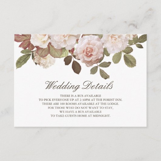 Vintage französische Rose Hochzeitskarte Begleitkarte (Vorderseite)