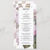 Vintage französische Rose Hochzeitsmenü Menükarte (Vorne/Hinten)