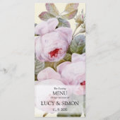 Vintage französische Rose Hochzeitsmenü Menükarte (Rückseite)