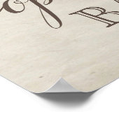 Vintage französische Rose "Open Bar"-Hochzeitszeic Poster (Ecke)