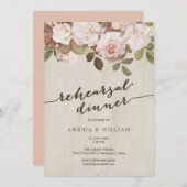 Vintage französische Rose Probe Abendessen Einladu Einladung (Vorne/Hinten)