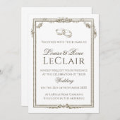 Vintage französische Rose Rahmen Elegante Hochzeit Einladung (Vorne/Hinten)