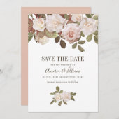 Vintage französische Rose Save the Date Karte (Vorne/Hinten)