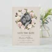 Vintage französische Rose Save the Date Karte (Stehend Vorderseite)