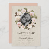Vintage französische Rose Save the Date Karte (Vorne/Hinten)