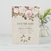 Vintage französische Rose Save the Date Karte (Stehend Vorderseite)