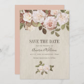 Vintage französische Rose Save the Date Karte (Vorne/Hinten)