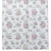 Vintage französische Rose und Streifen Duschvorhang (Vorderseite)