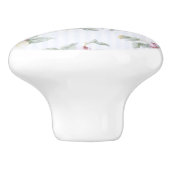 Vintage französische Rose und Streifen Keramikknauf (Seitenansicht)