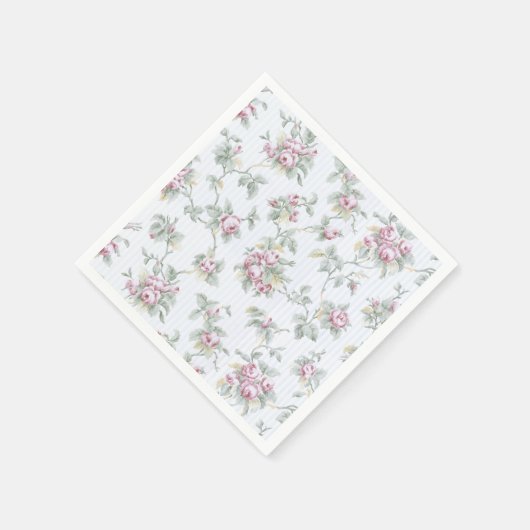 Vintage französische Rose und Streifen Serviette (Ecke)