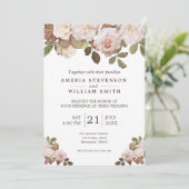 Vintage französische Rose zur Hochzeitsfeier Einladung (Stehend Vorderseite)