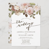 Vintage französische Rose zur Hochzeitsfeier Einladung (Vorne/Hinten)