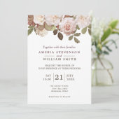 Vintage französische Rose zur Hochzeitsfeier Einladung (Stehend Vorderseite)