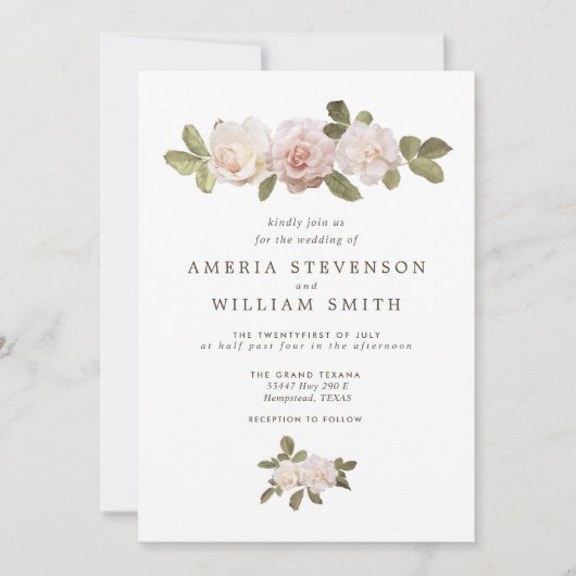 Vintage französische Rose zur Hochzeitsfeier Einladung (Vorderseite)