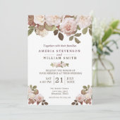 Vintage französische Rose zur Hochzeitsfeier Einladung (Stehend Vorderseite)