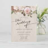 Vintage französische Rose zur Hochzeitsfeier Einladung (Stehend Vorderseite)