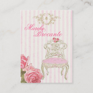 Vintage Französische Rosen Stuhl Antiquitäten Visi Visitenkarte