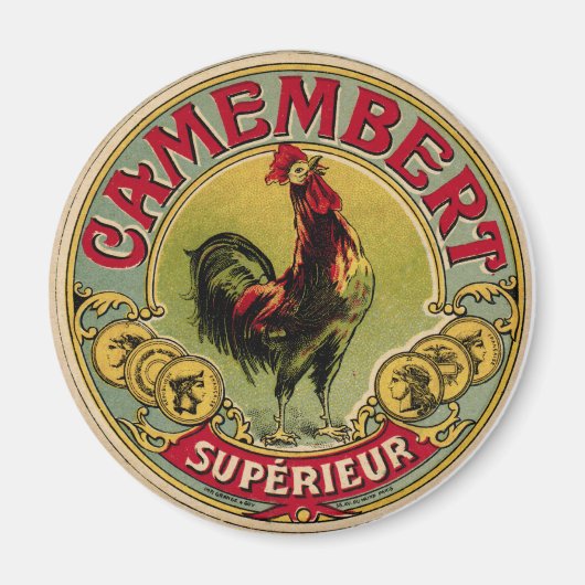 Vintage französische Roster-Farm und Käsemagnet Magnet (Vorne)