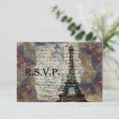 Vintage französische Rsvp-Karten RSVP Karte (Stehend Vorderseite)