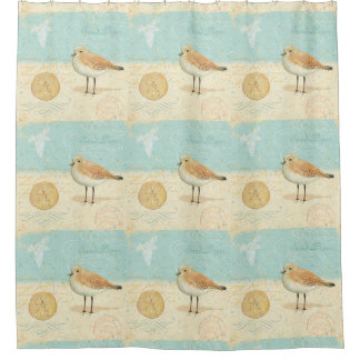 Vintage Französische Sandpiper Duschvorhang