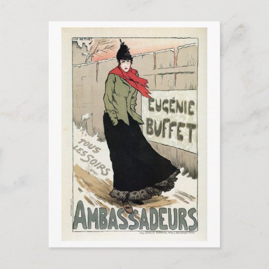 Vintage französische Sängerin Eugénie Buffet Postkarte (Vorderseite)