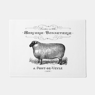 Vintage französische Schaf-Typografie Farmhouse Fußmatte