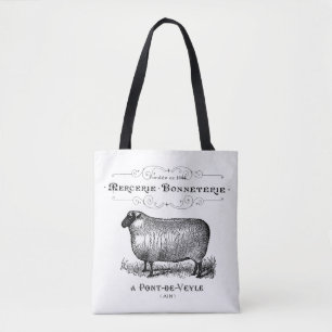 Vintage-Französische-Schaf-Typografie-Farmhouse-Ta Tasche