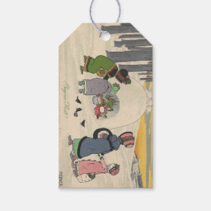 Vintage französische Schneemänner Weihnachtsgesche Geschenkanhänger