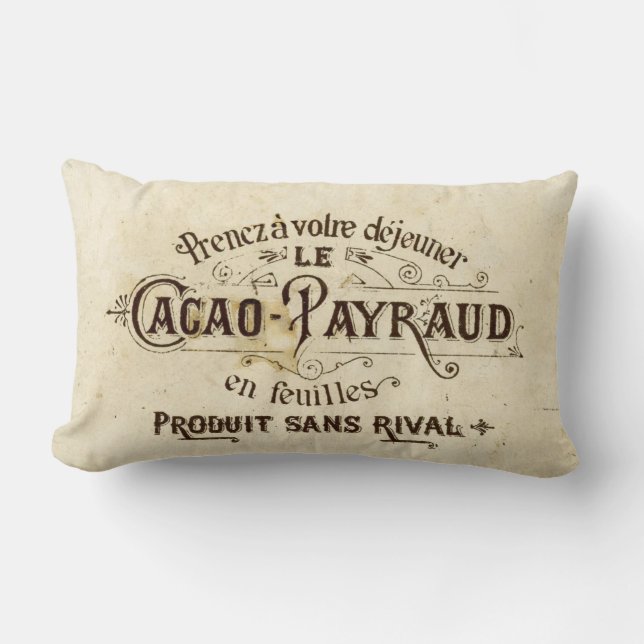 Vintage französische Schokolade Lendenkissen (Vorderseite)