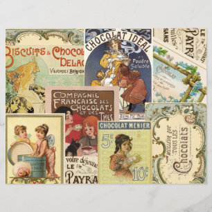 Vintage französische Schokoladen-Werbung Collage S