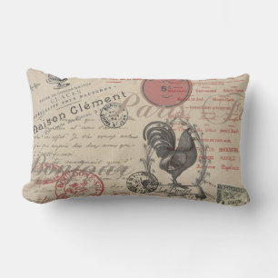 Vintage-französische Schreibschrift Paris Rooster Lendenkissen