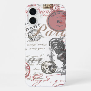 Vintage-Französische Schrift Paris Hahn Typografie iPhone 16 Plus Hülle