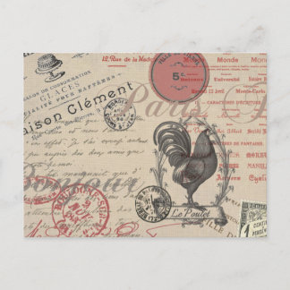 Vintage-französische Schrift Paris Hahn Typografie Postkarte