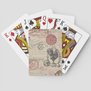Vintage-Französische Schrift Paris Hahn Typografie Spielkarten