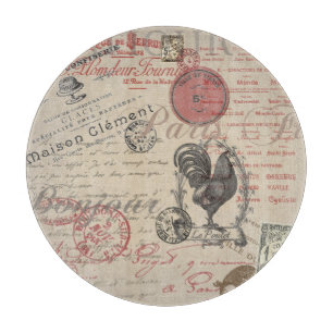 Vintage-Französische Schrift Paris Hahn Typographi Schneidebrett