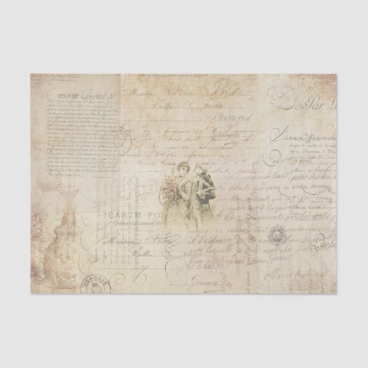 Vintage französische Schrift Seidenpapier (Vorderseite)