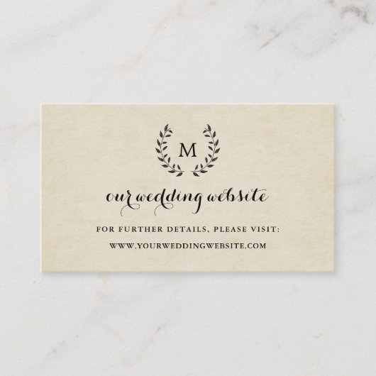Vintage französische Schriftart Wreath Wedding Web Begleitkarte (Vorderseite)