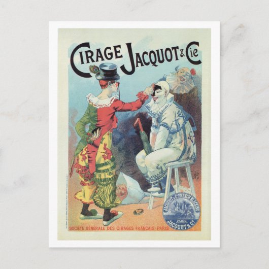 Vintage französische Schuhcreme, Clowns Postkarte (Vorderseite)