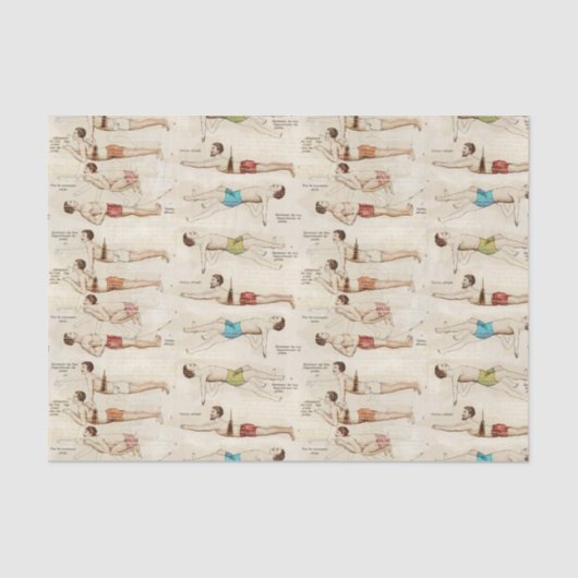 Vintage französische Schwimmer Seidenpapier (Vorderseite)