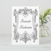 Vintage französische Scroll 16 . Geburtstag Doppel Einladung (Stehend Vorderseite)