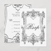 Vintage französische Scroll-UAWG doppelseitig RSVP Karte (Vorne/Hinten)