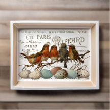 Vintage-Französische-Stadtnamen-Decoupage mit Vöge