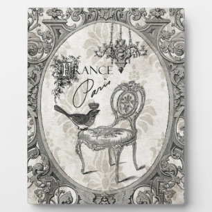 Vintage französische Stuhlplakette Fotoplatte