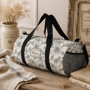 Vintage Französische Toile-Botanik-Vögel personali Duffle Bag