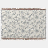 Vintage Französische Toile Botanischer Vogel Rusti Decke (Vorderseite)