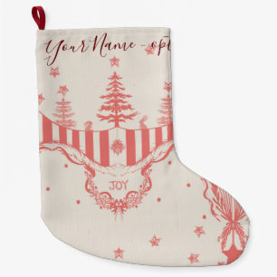 Vintage französische Toile Inspiriert Freude Pers Großer Weihnachtsstrumpf