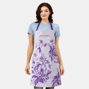 Vintage-französische Toile lila Blumen-Brautstrauß Schürze