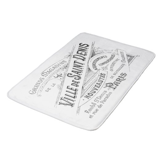 Vintage französische Typografie Badematte (Schrägansicht)