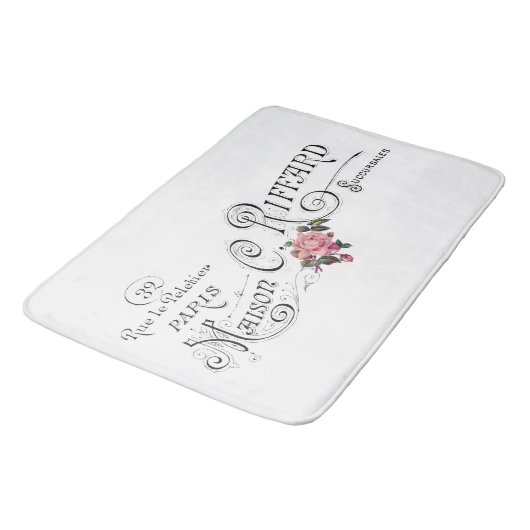 Vintage französische Typografie Badematte (Schrägansicht)