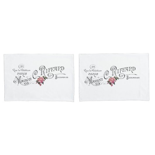 Vintage französische Typografie Kissenbezug (Vorderseite-Set)